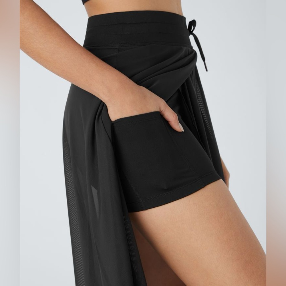 Halara Drawstring 2-in-1 Midi Flare Skirt - Picture 3 of 4